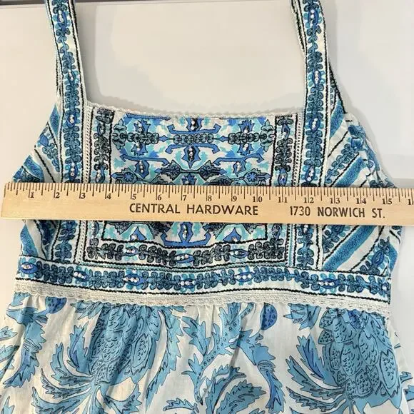 Joie Boho Tiered Tie Back Maxi Dress Sz 6 Blue Beaded Festival Coquette Peasant - Picture 11 of 14